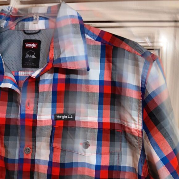 Wrangler Large Western Style Short Sleeve Button‎ Up Shirt - Red White - Picture 3 of 4